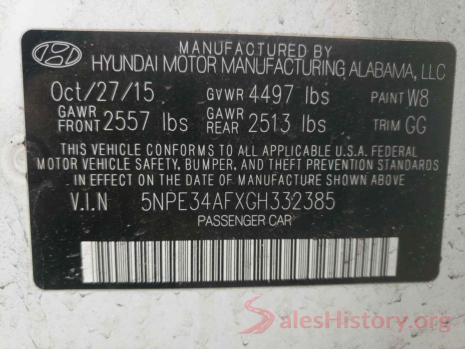 5NPE34AFXGH332385 2016 HYUNDAI SONATA