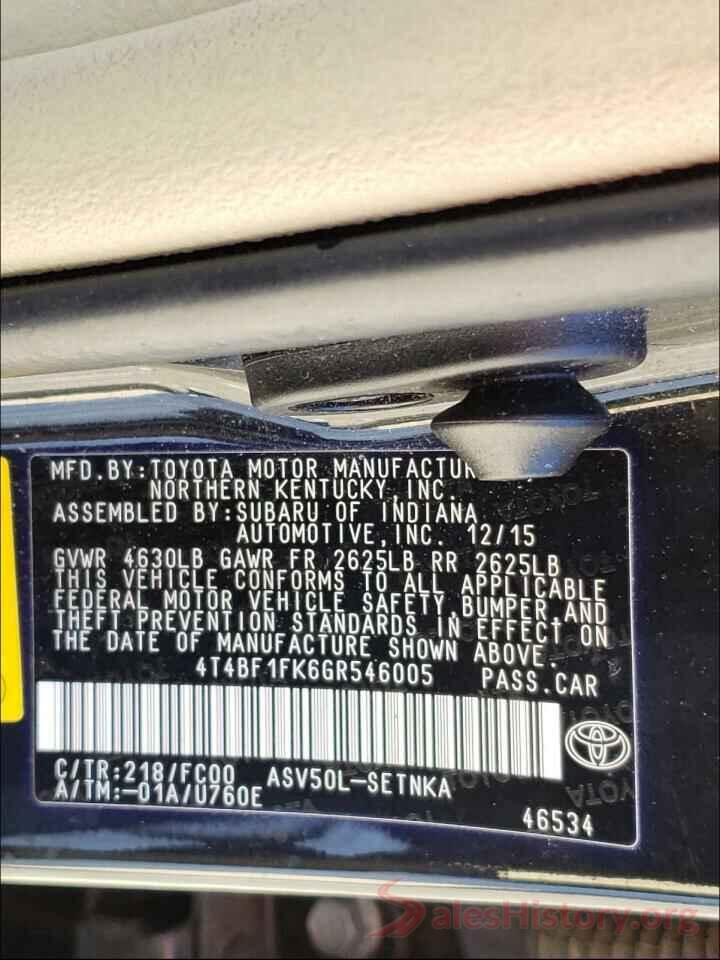 4T4BF1FK6GR546005 2016 TOYOTA CAMRY