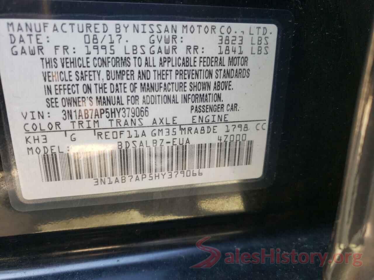 3N1AB7AP5HY379066 2017 NISSAN SENTRA