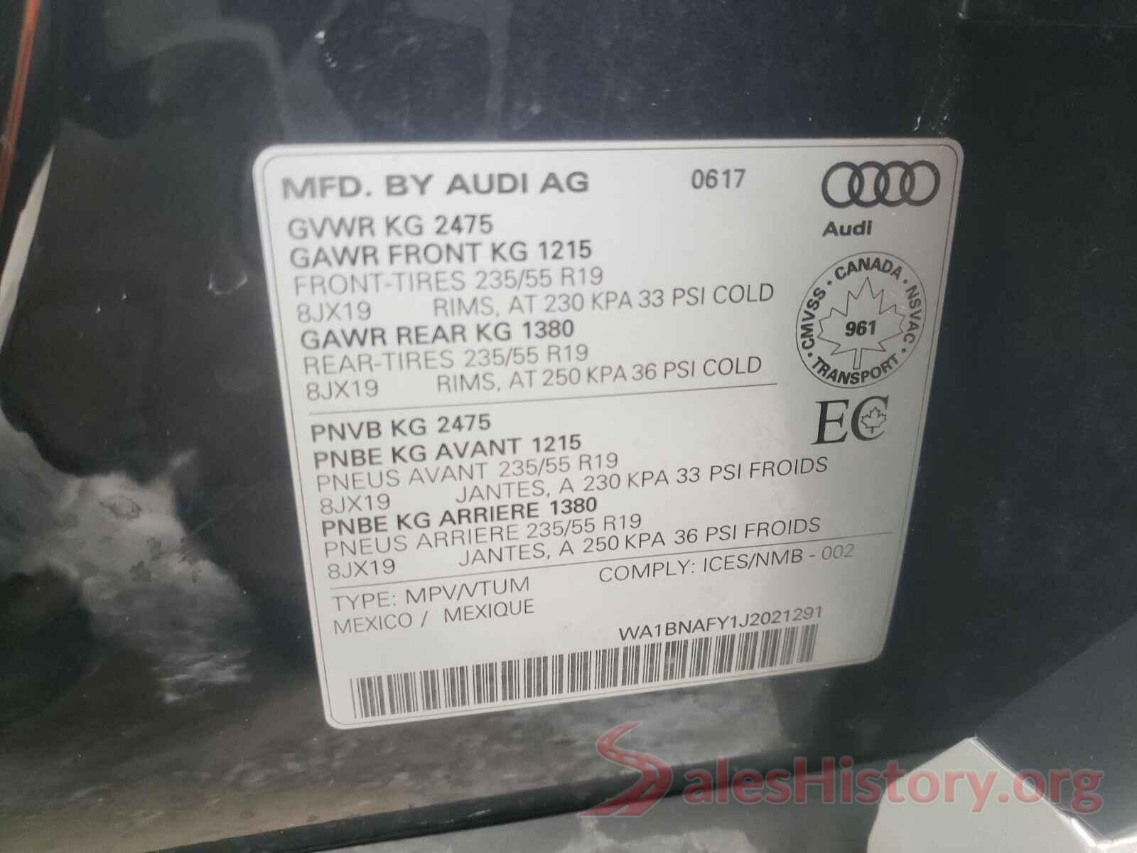 WA1BNAFY1J2021291 2018 AUDI Q5