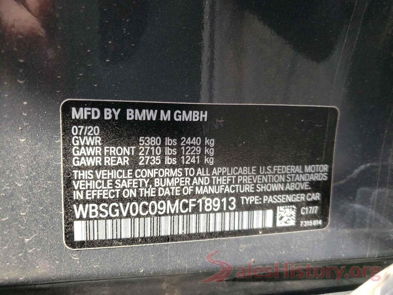 WBSGV0C09MCF18913 2021 BMW M8