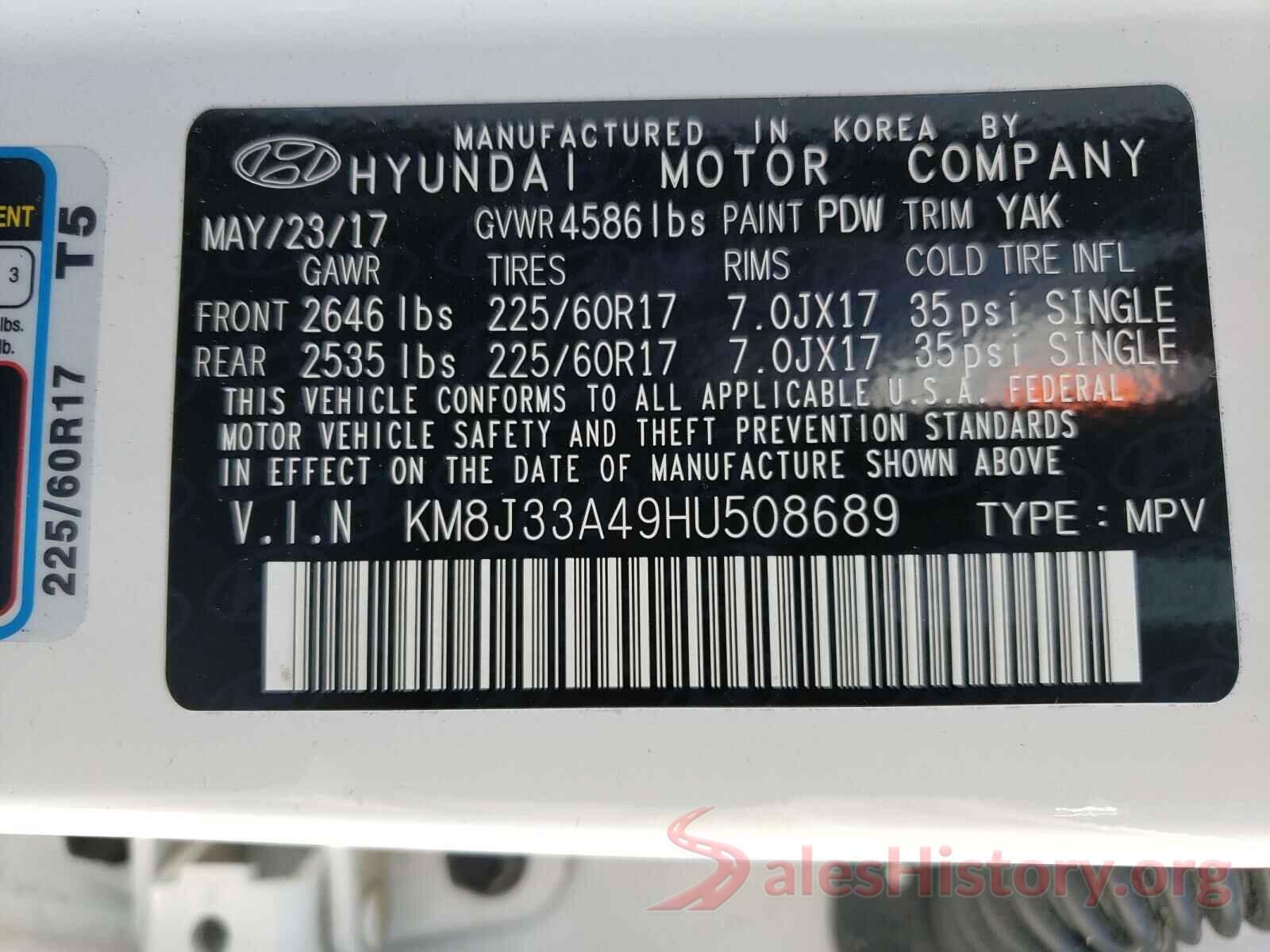 KM8J33A49HU508689 2017 HYUNDAI TUCSON