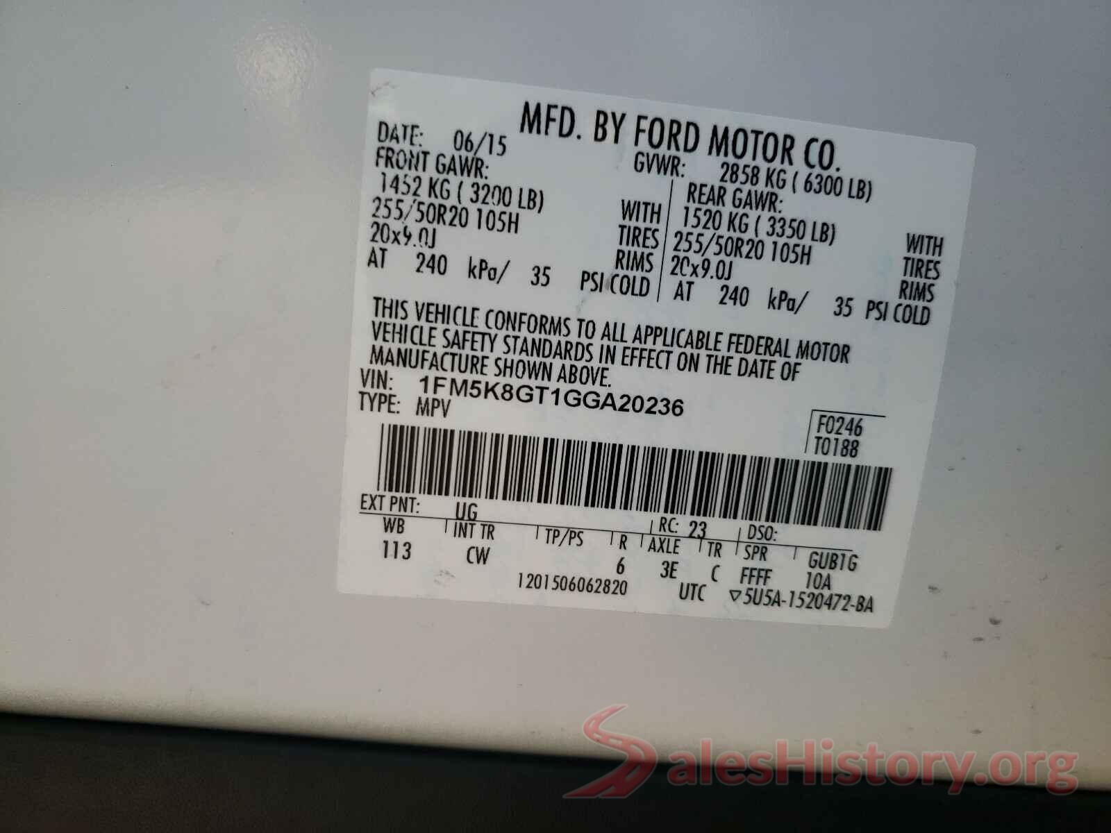 1FM5K8GT1GGA20236 2016 FORD EXPLORER