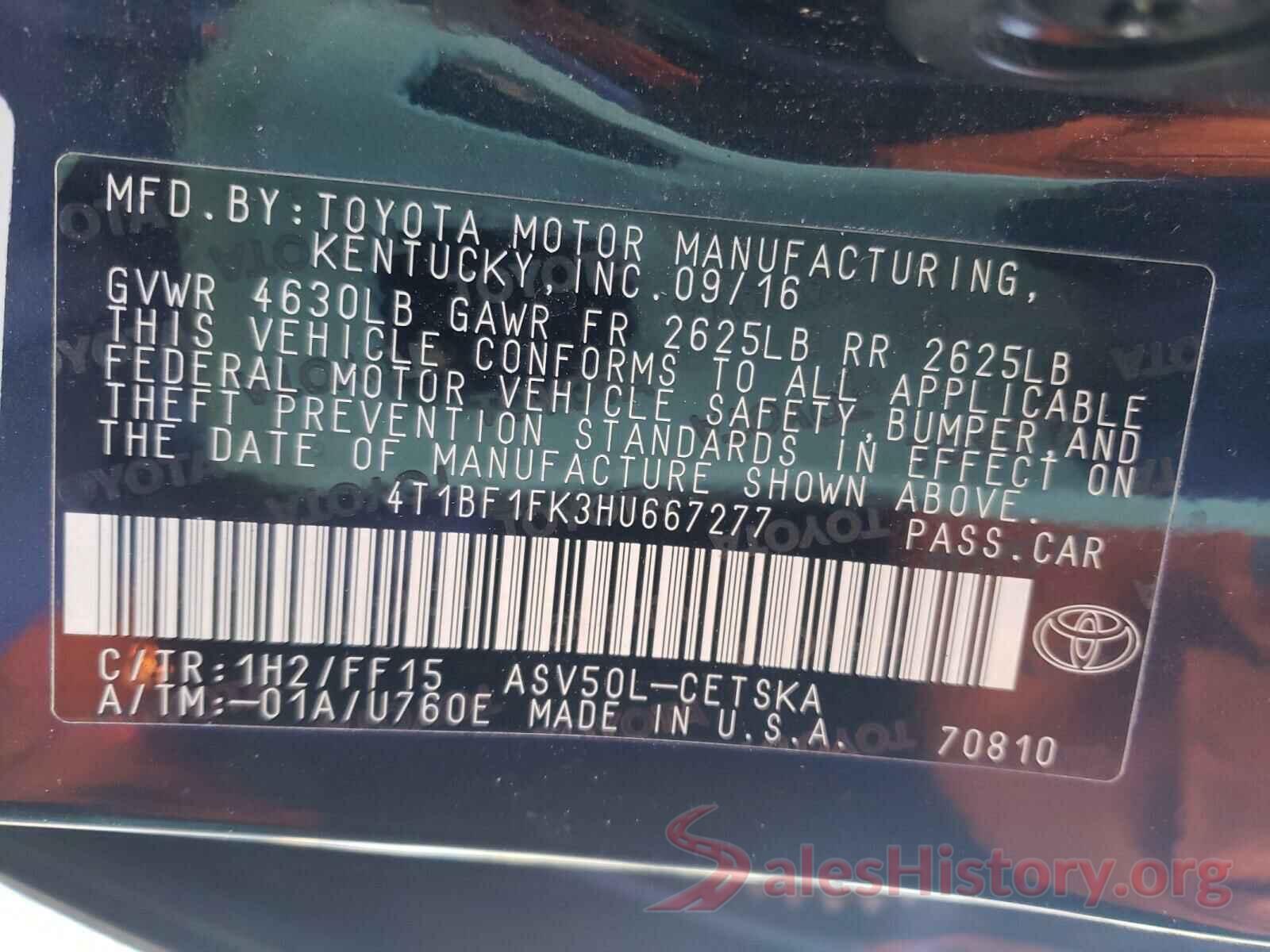 4T1BF1FK3HU667277 2017 TOYOTA CAMRY