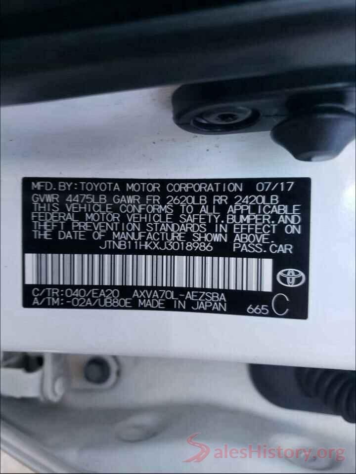 JTNB11HKXJ3018986 2018 TOYOTA CAMRY