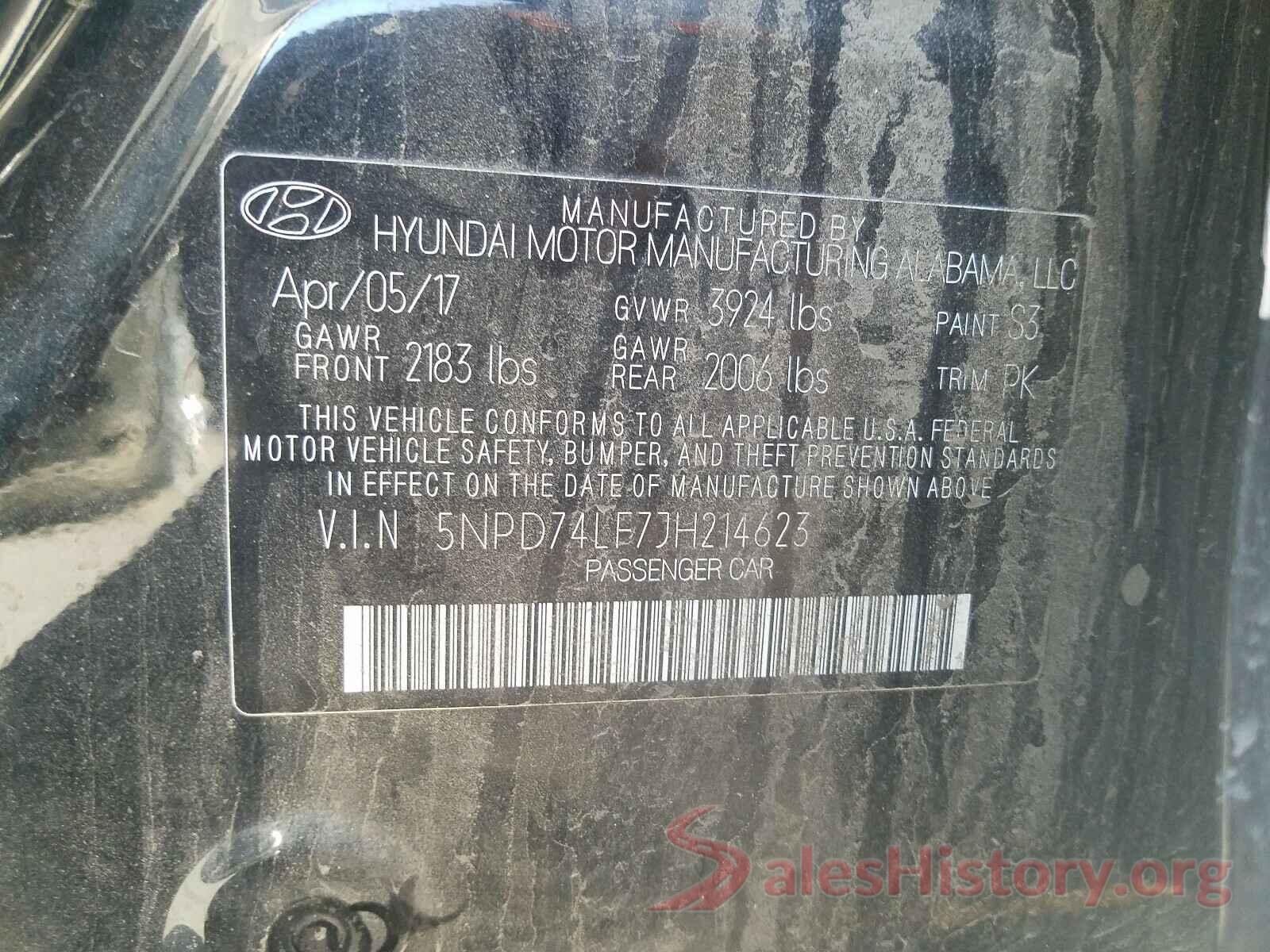 5NPD74LF7JH214623 2018 HYUNDAI ELANTRA