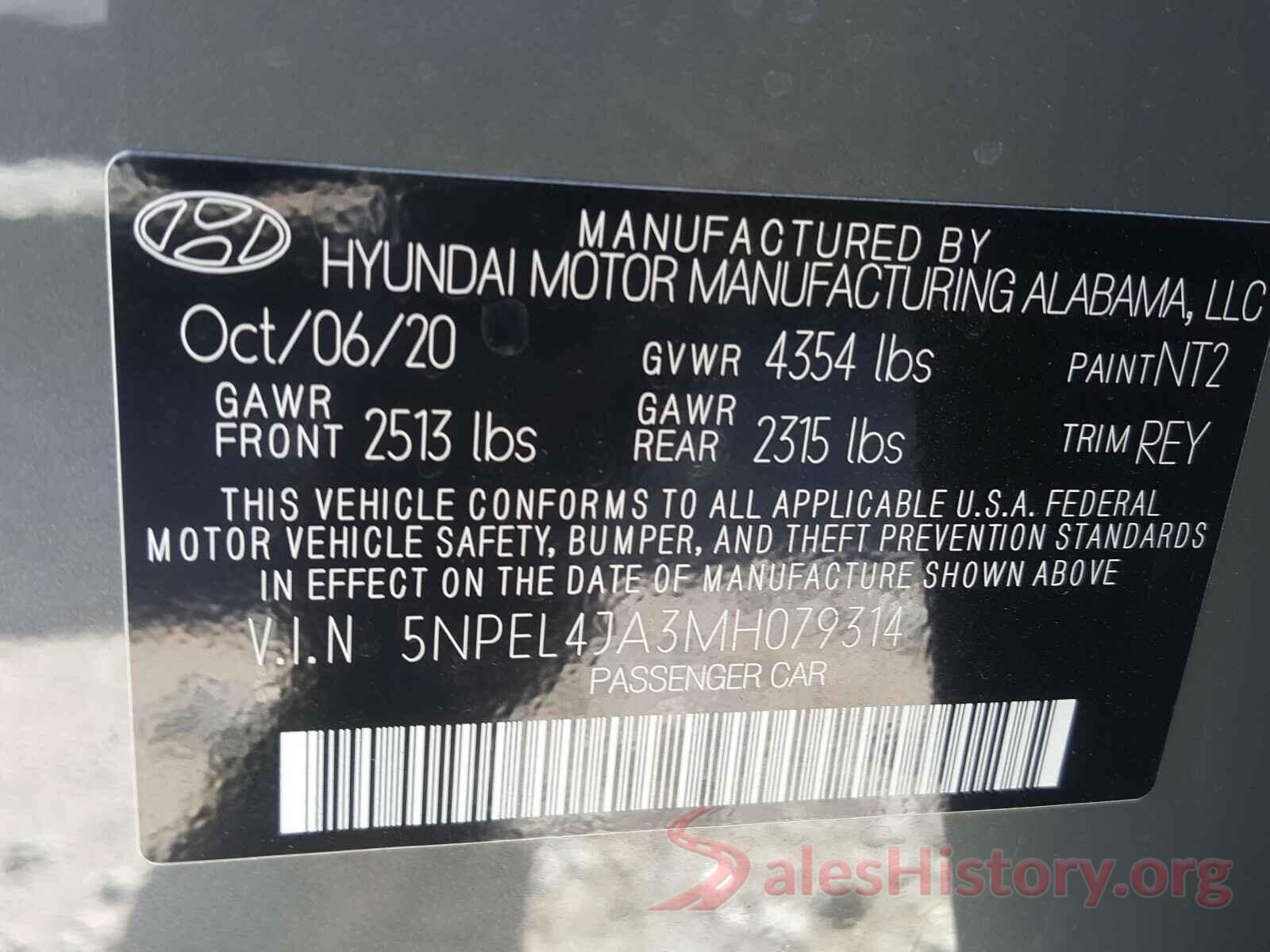 5NPEL4JA3MH079314 2021 HYUNDAI SONATA