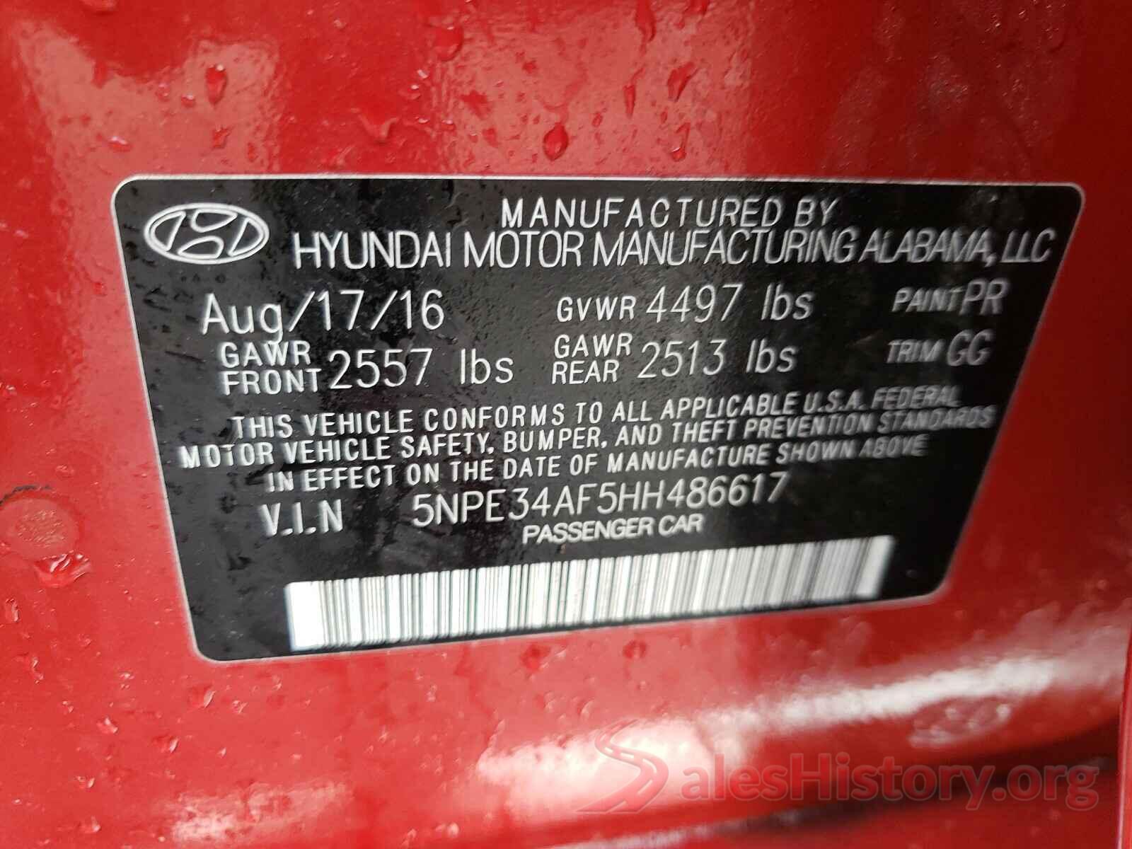 5NPE34AF5HH486617 2017 HYUNDAI SONATA