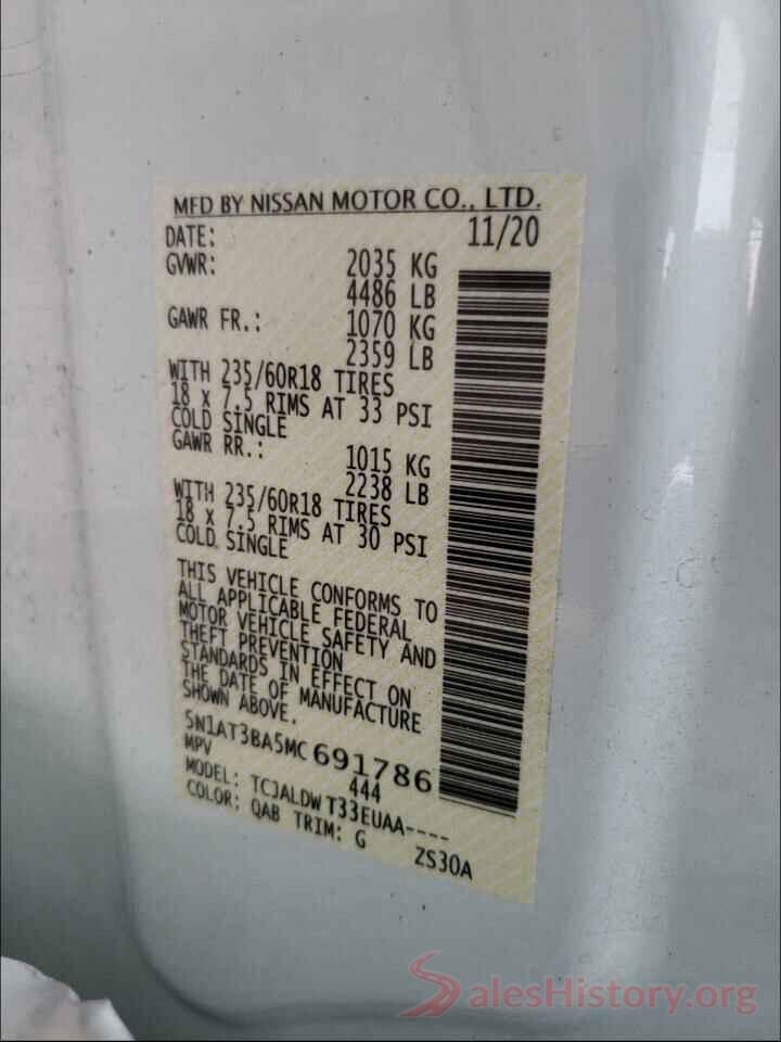 5N1AT3BA5MC691786 2021 NISSAN ROGUE