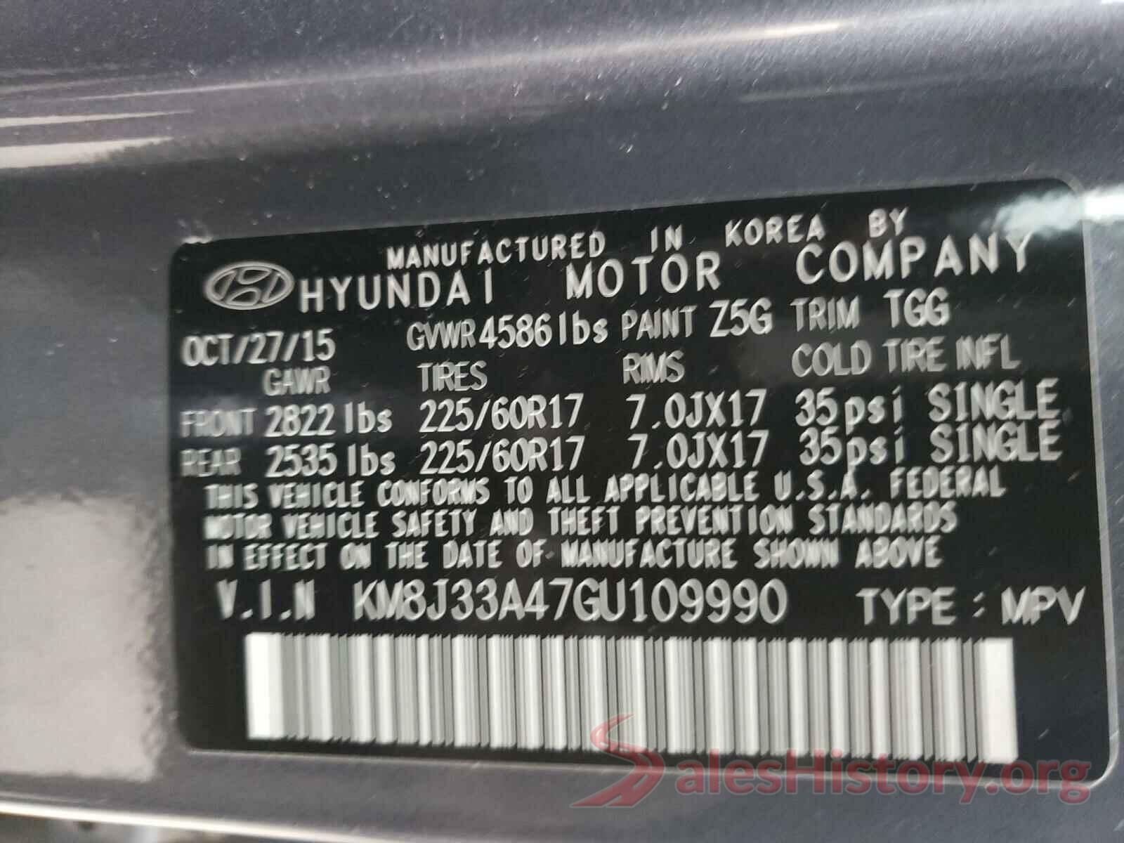 KM8J33A47GU109990 2016 HYUNDAI TUCSON