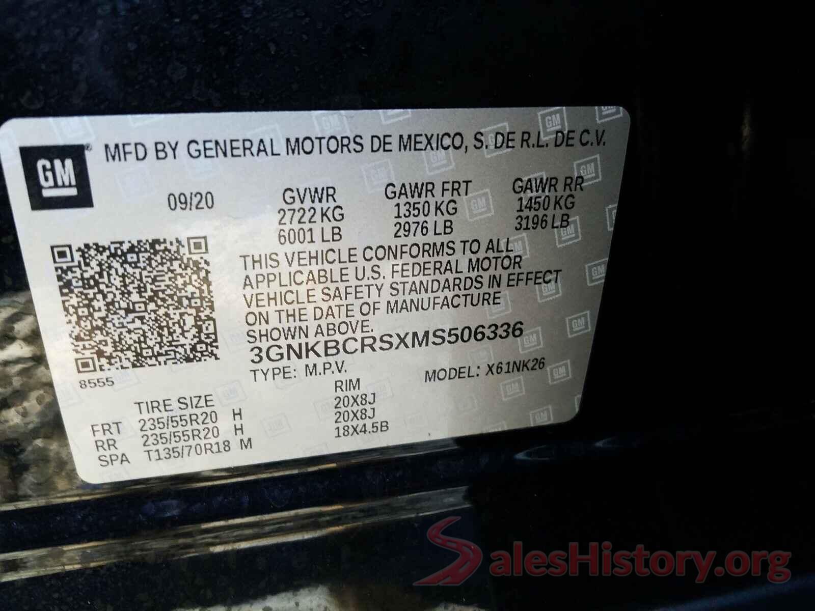 3GNKBCRSXMS506336 2021 CHEVROLET BLAZER