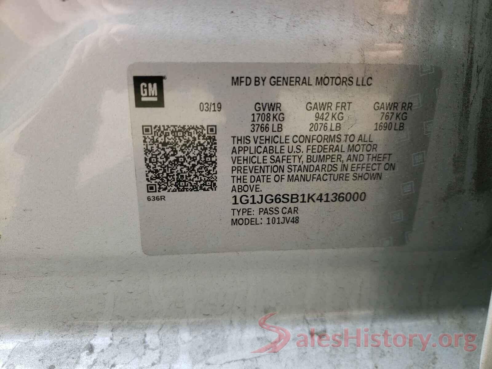 1G1JG6SB1K4136000 2019 CHEVROLET SONIC