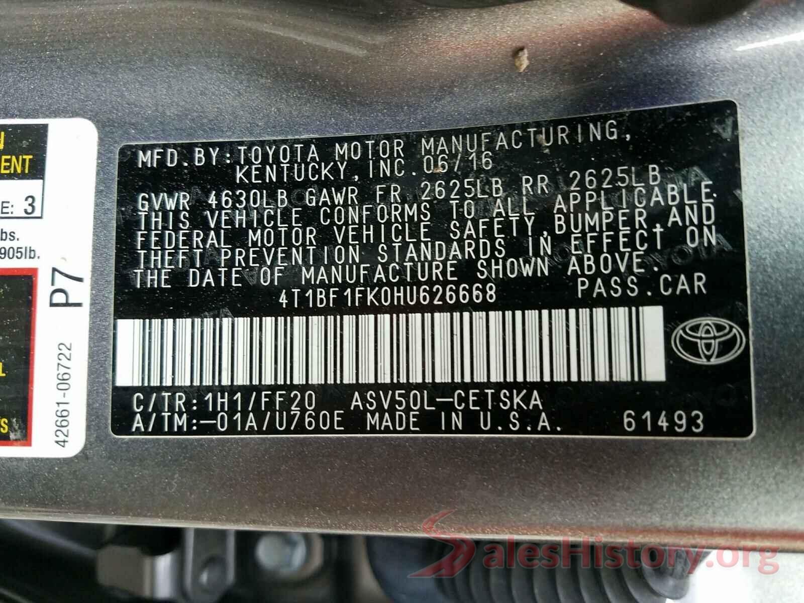 4T1BF1FK0HU626668 2017 TOYOTA CAMRY