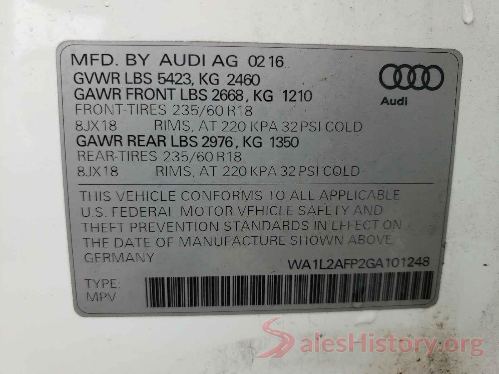 WA1L2AFP2GA101248 2016 AUDI Q5