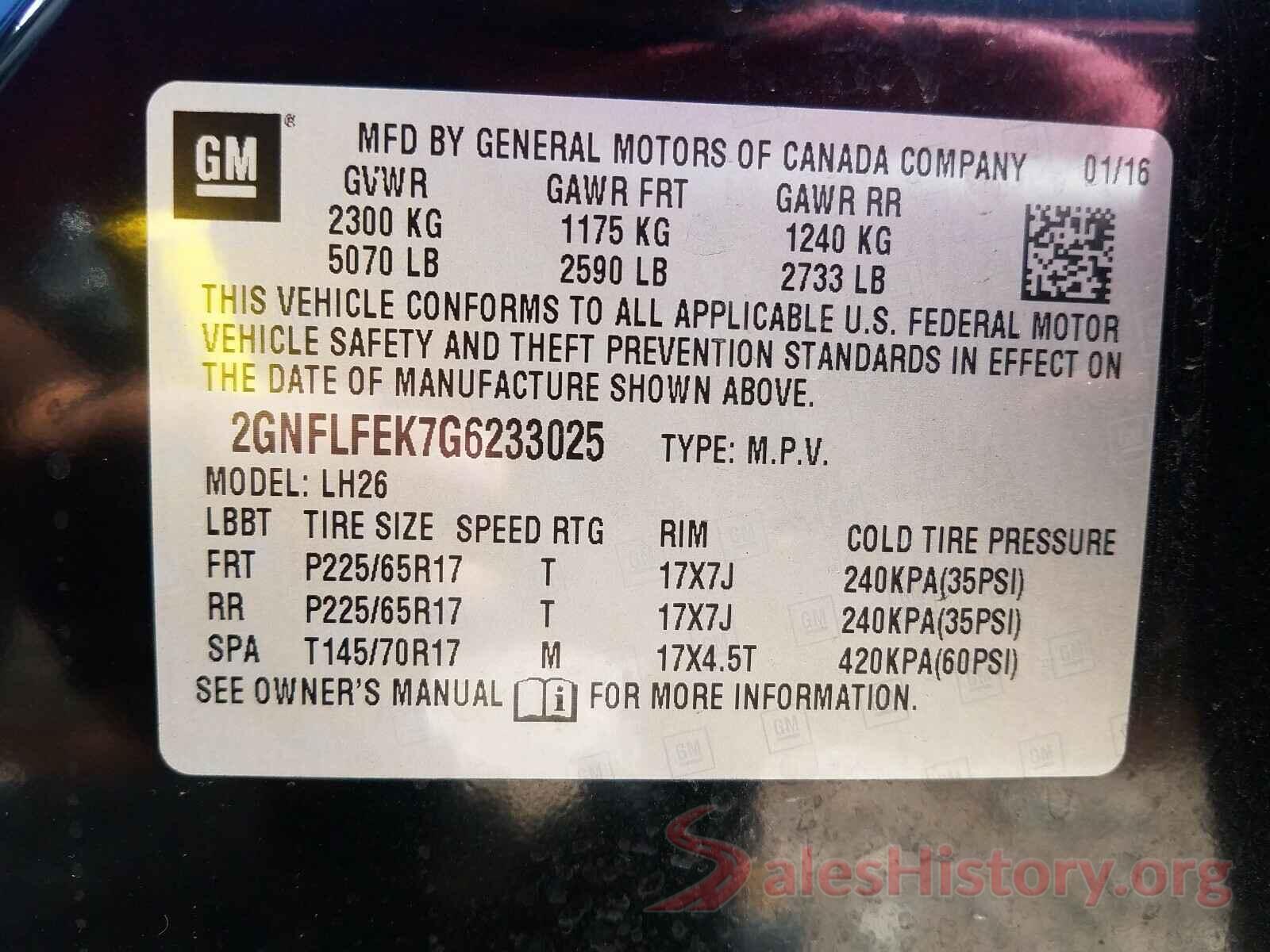 2GNFLFEK7G6233025 2016 CHEVROLET EQUINOX