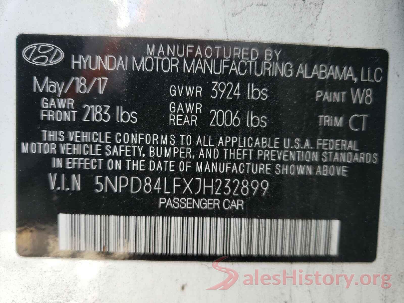 5NPD84LFXJH232899 2018 HYUNDAI ELANTRA