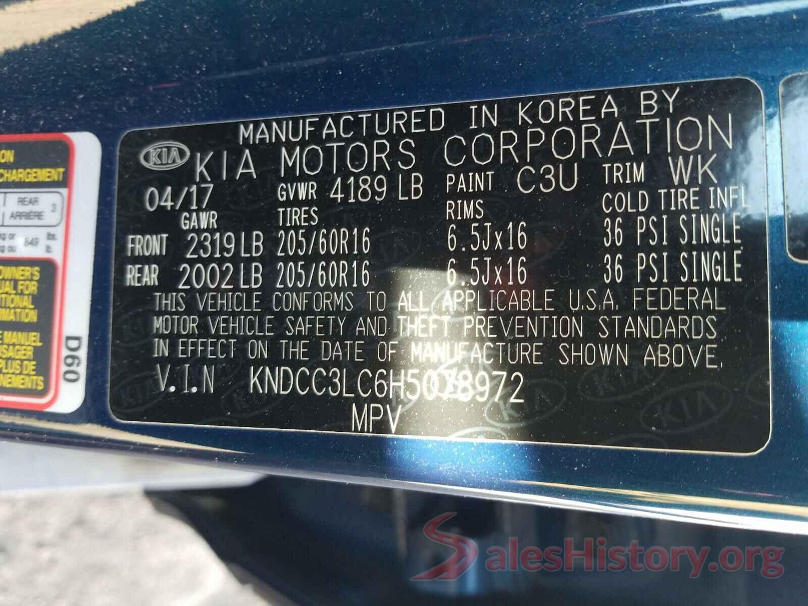 KNDCC3LC6H5078972 2017 KIA NIRO