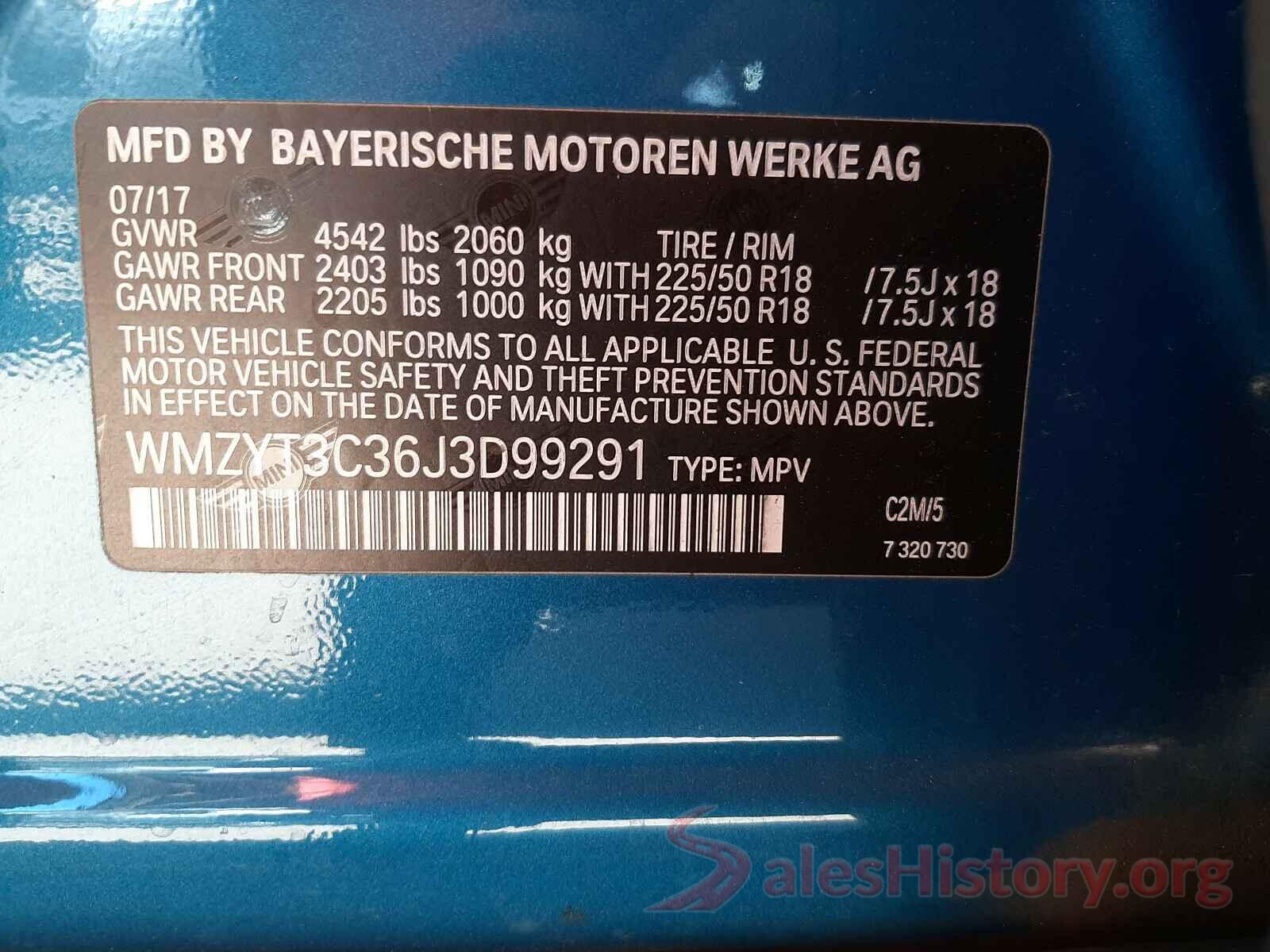 WMZYT3C36J3D99291 2018 MINI COOPER