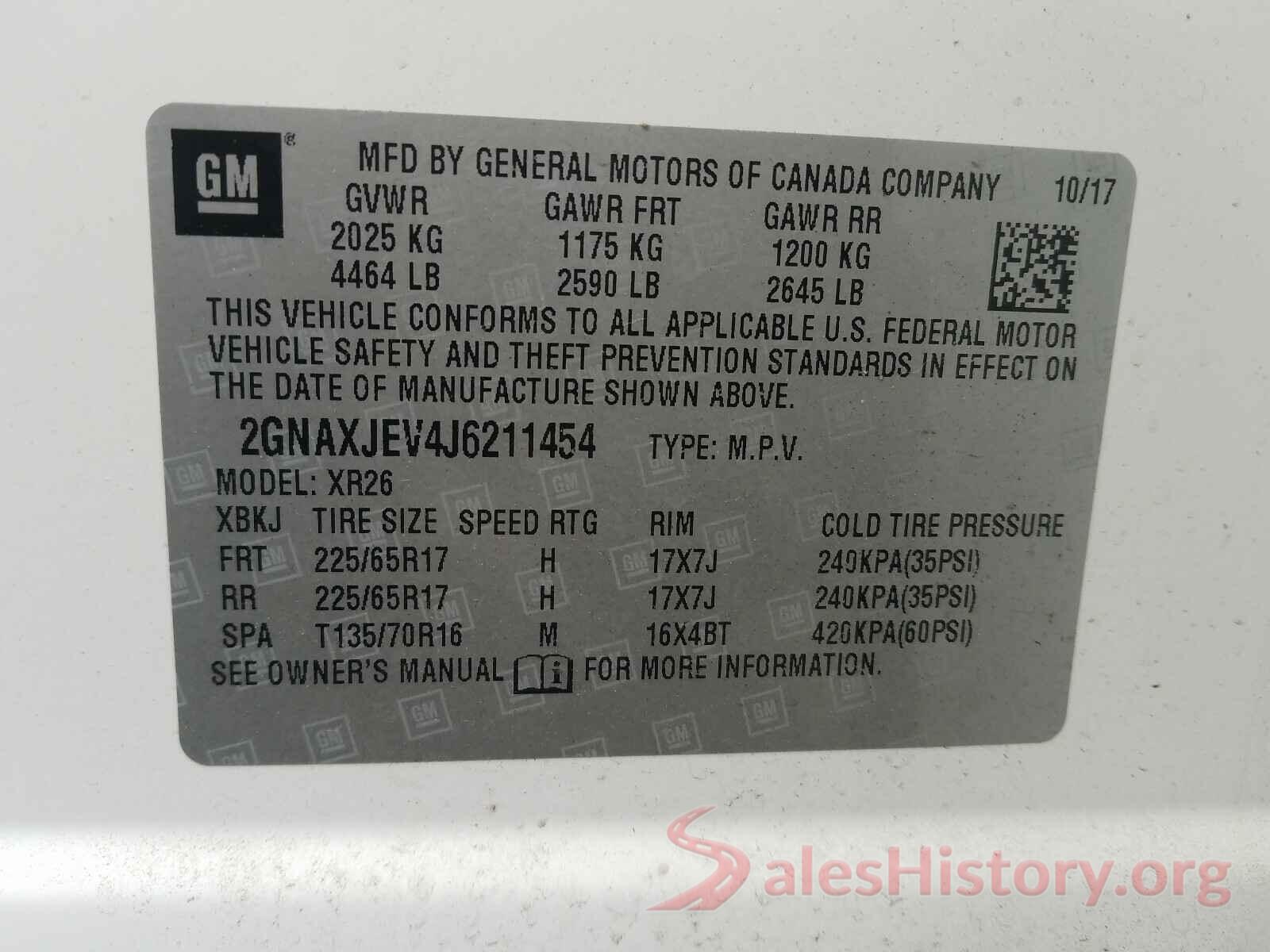 2GNAXJEV4J6211454 2018 CHEVROLET EQUINOX