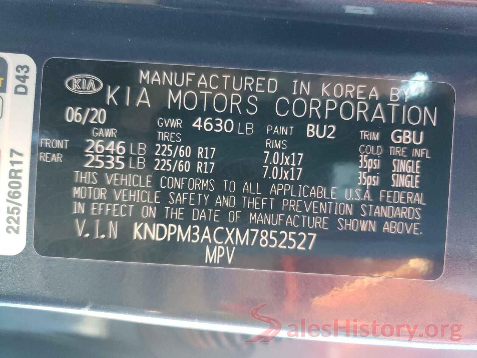 KNDPM3ACXM7852527 2021 KIA SPORTAGE