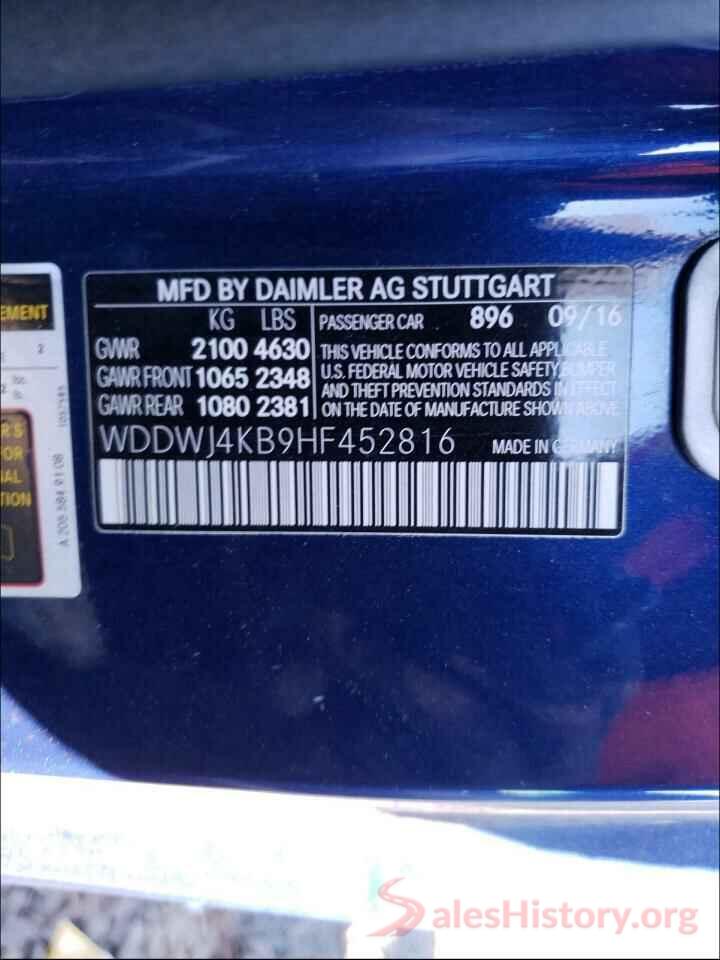 WDDWJ4KB9HF452816 2017 MERCEDES-BENZ C-CLASS