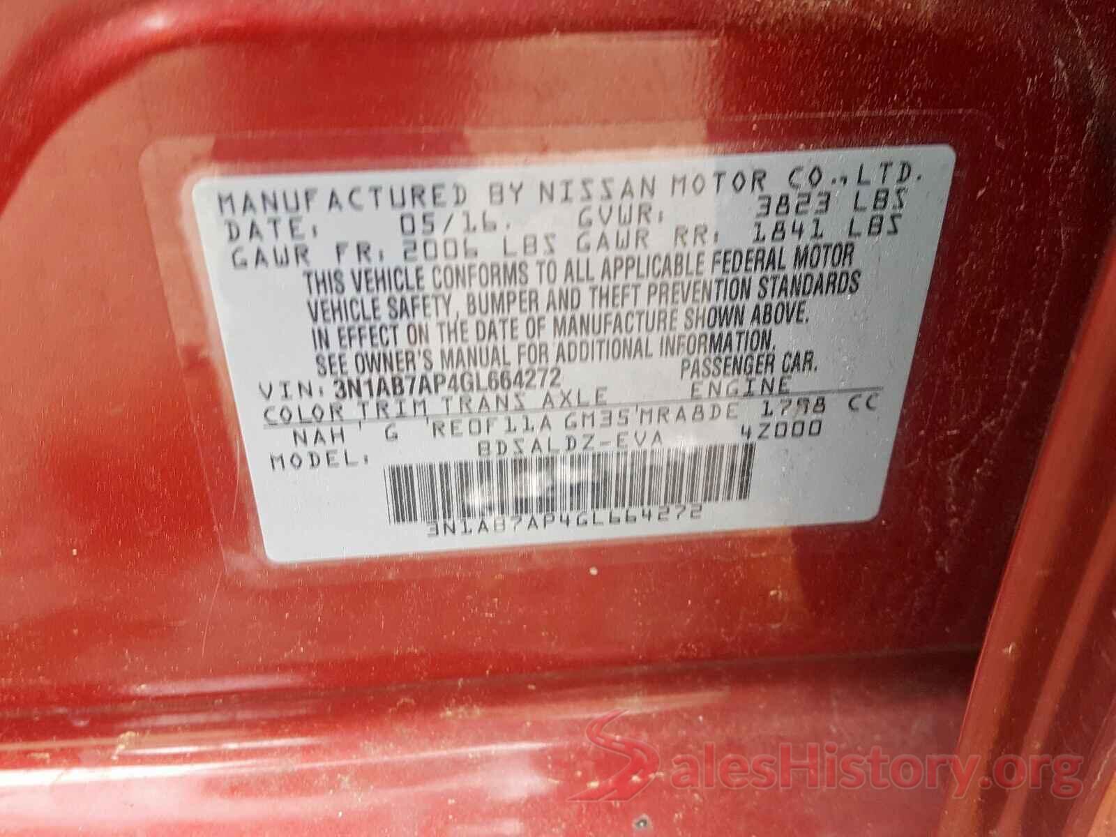 3N1AB7AP4GL664272 2016 NISSAN SENTRA