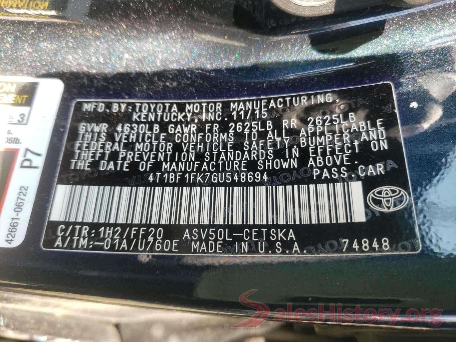 4T1BF1FK7GU548694 2016 TOYOTA CAMRY