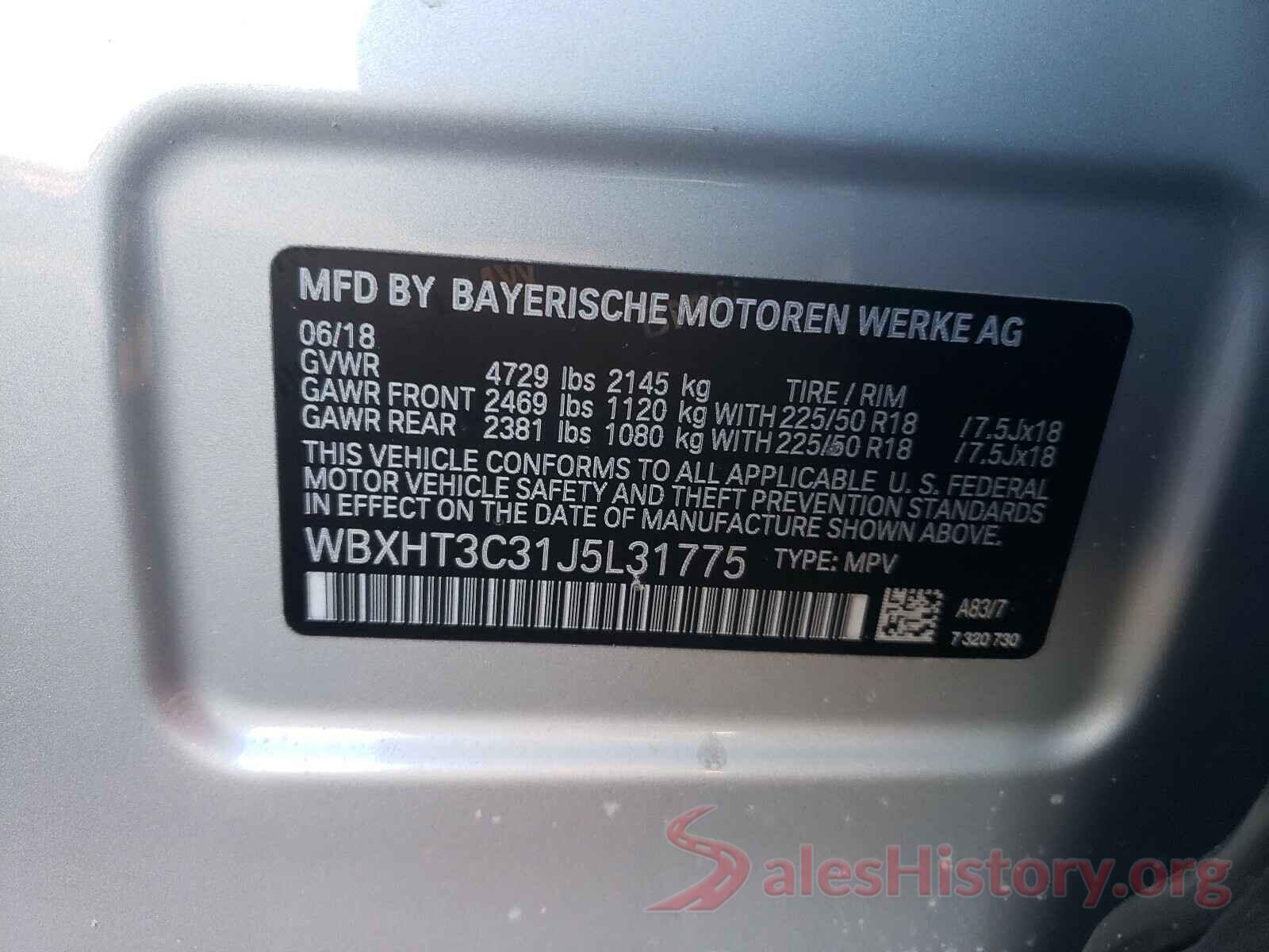 WBXHT3C31J5L31775 2018 BMW X1