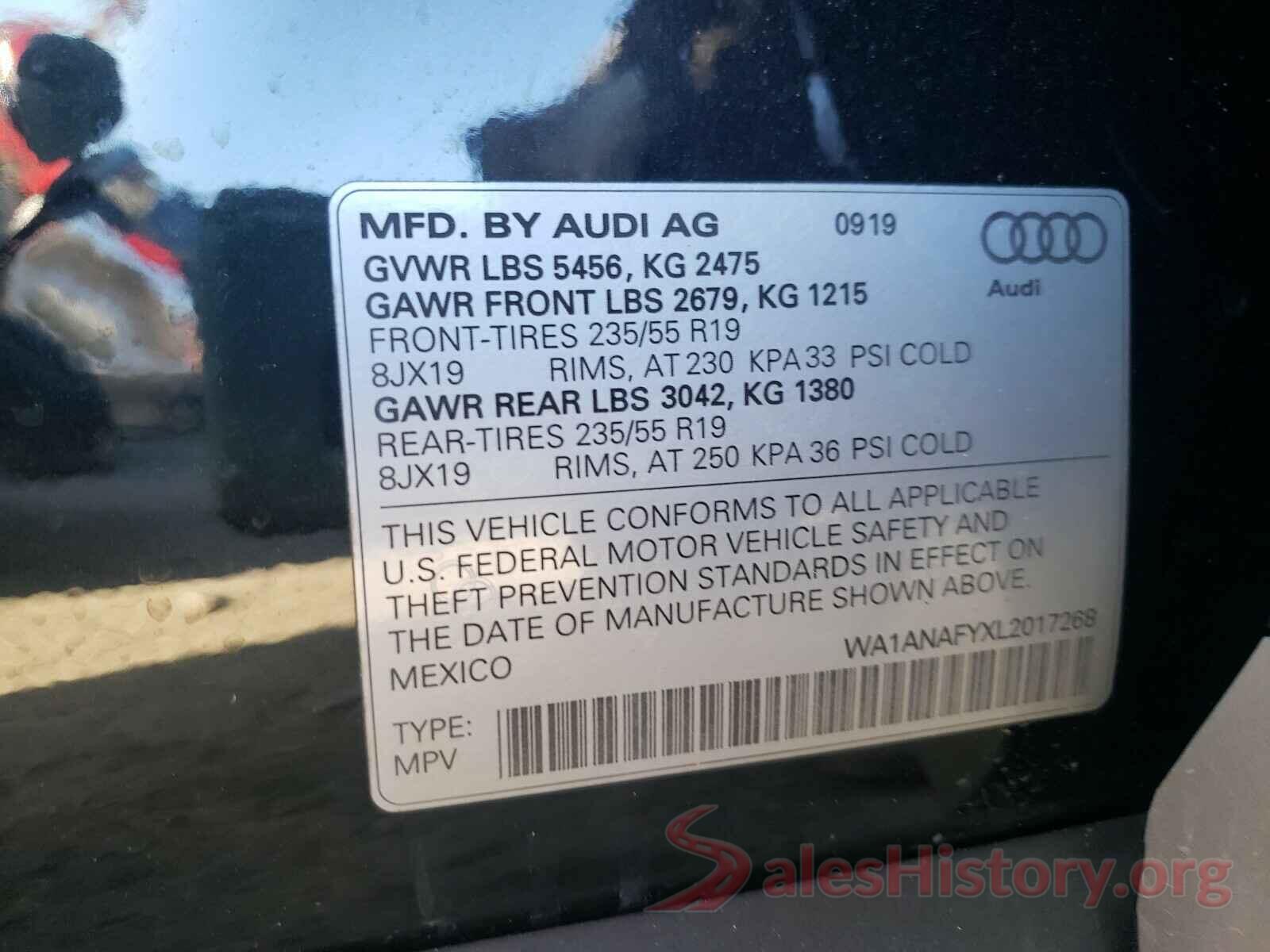 WA1ANAFYXL2017268 2020 AUDI Q5