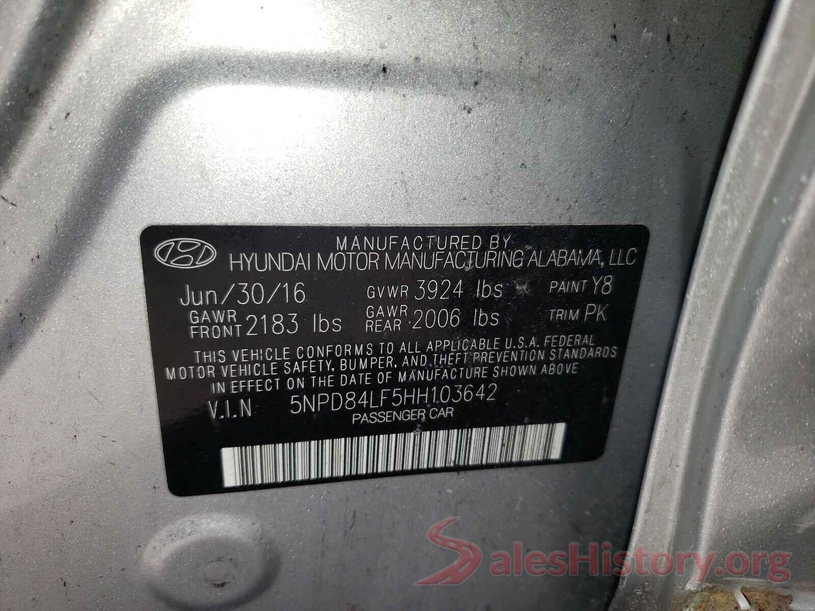 5NPD84LF5HH103642 2017 HYUNDAI ELANTRA