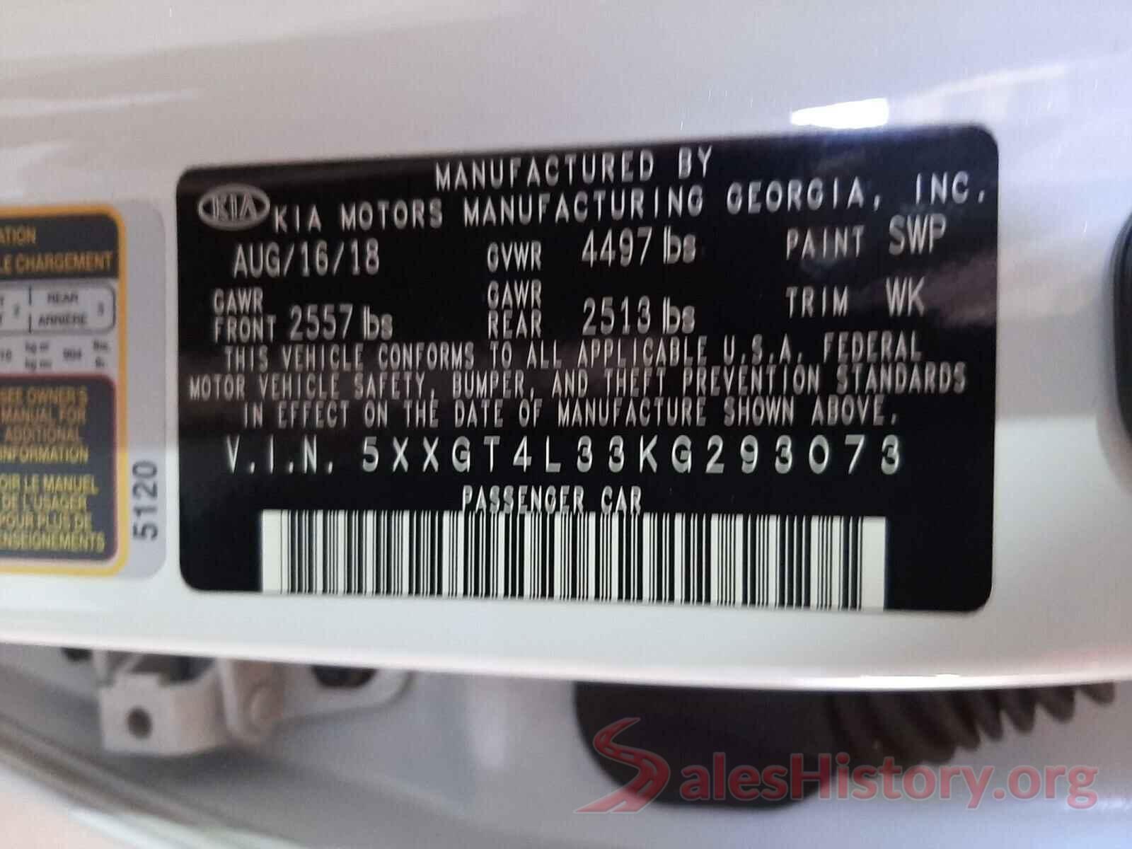 5XXGT4L33KG293073 2019 KIA OPTIMA