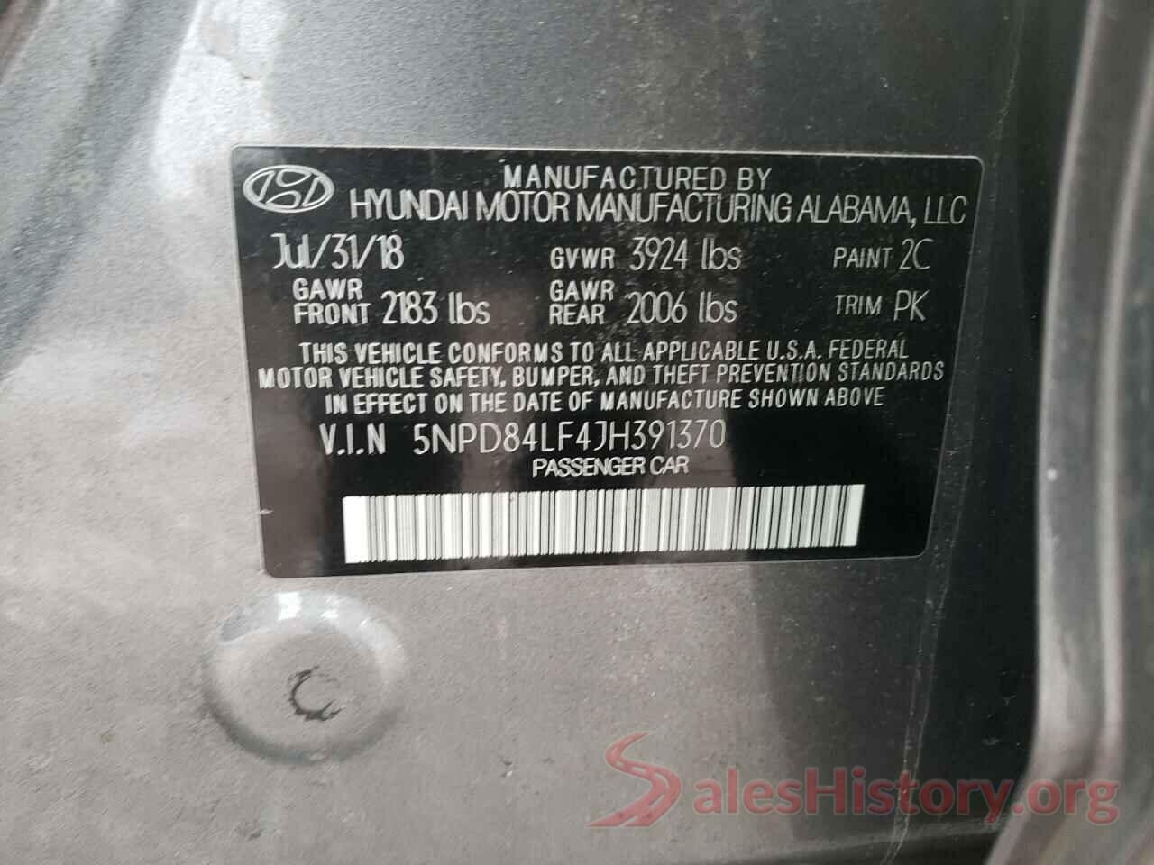 5NPD84LF4JH391370 2018 HYUNDAI ELANTRA