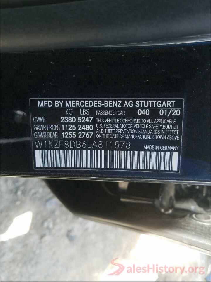 W1KZF8DB6LA811578 2020 MERCEDES-BENZ E CLASS