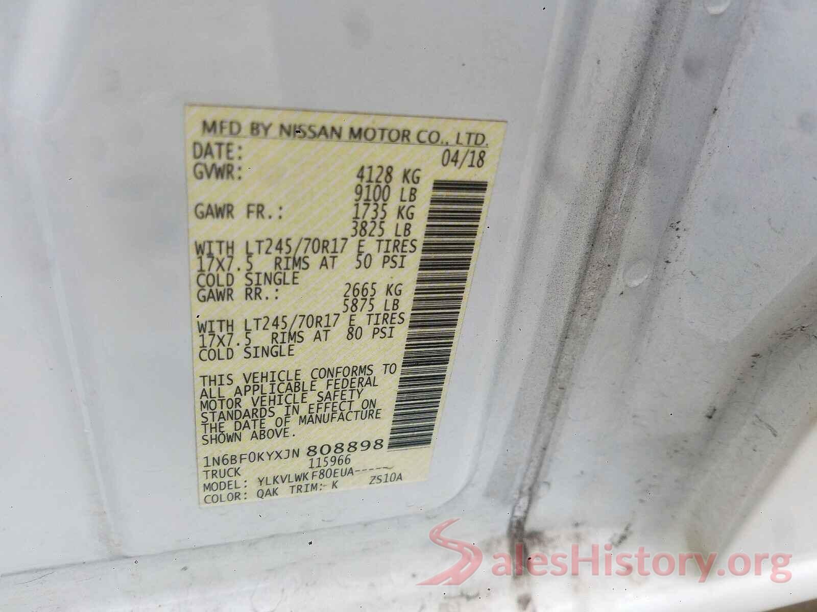 1N6BF0KYXJN808898 2018 NISSAN NV