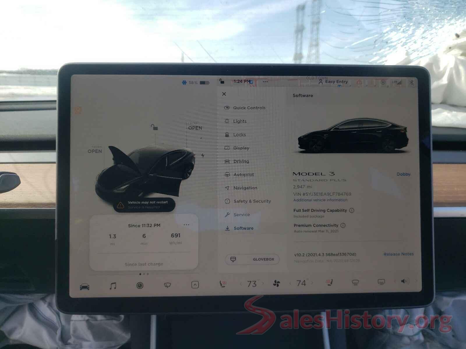 5YJ3E1EA9LF784769 2020 TESLA MODEL 3