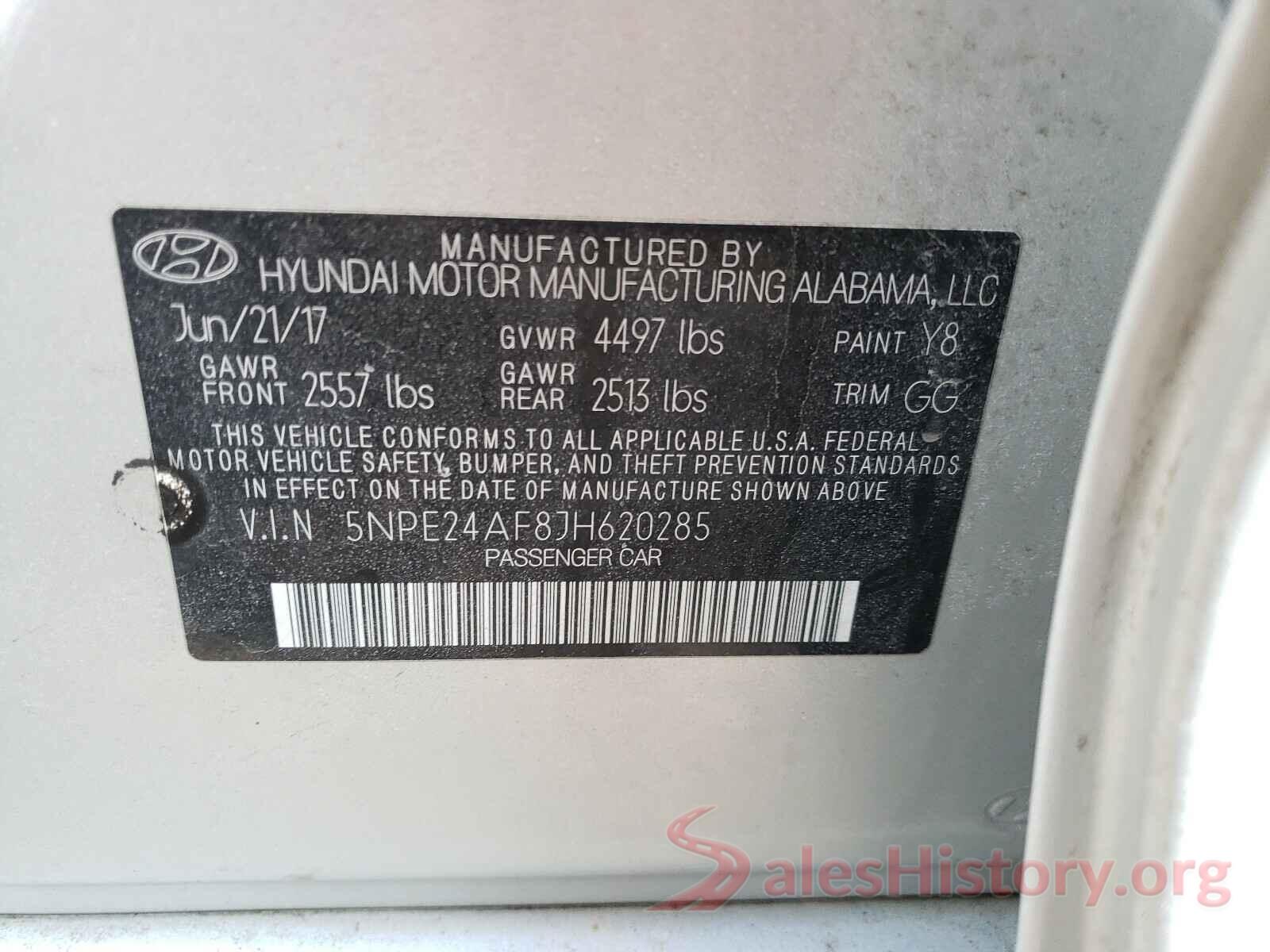 5NPE24AF8JH620285 2018 HYUNDAI SONATA