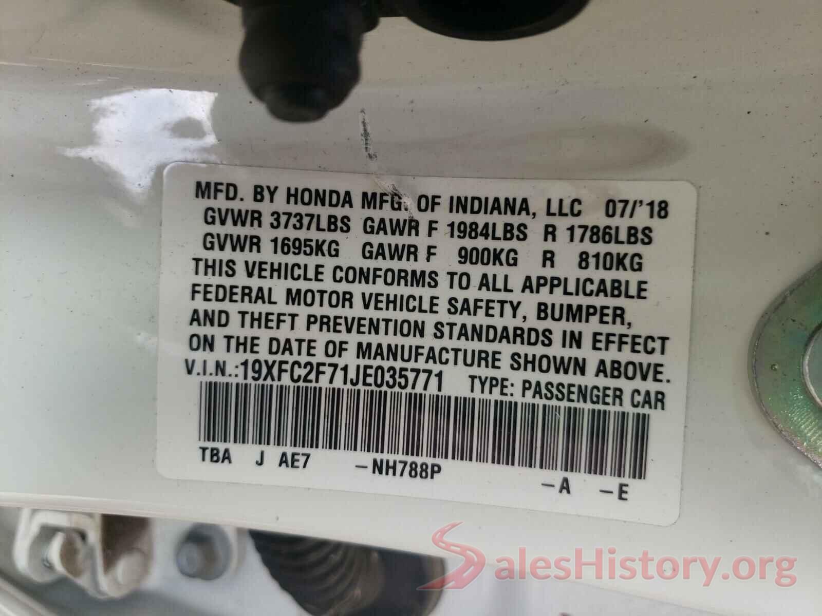 19XFC2F71JE035771 2018 HONDA CIVIC