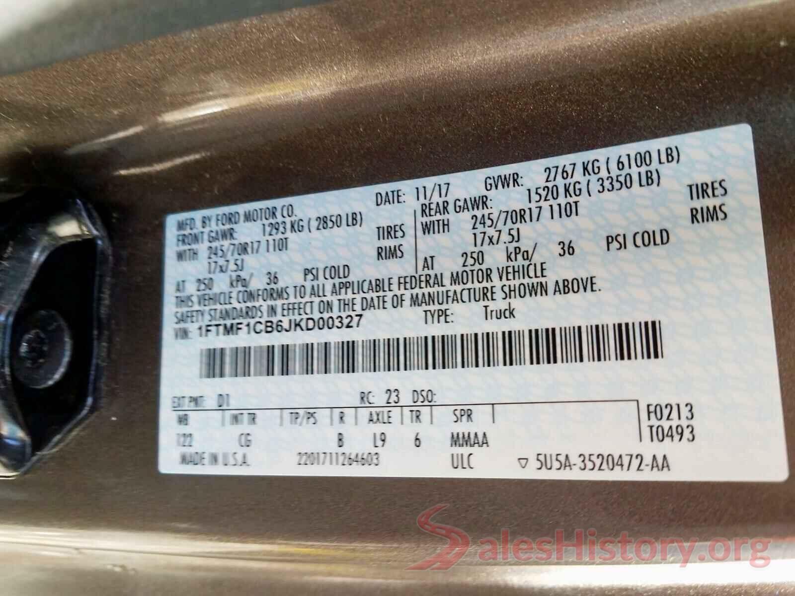 1FTMF1CB6JKD00327 2018 FORD F150