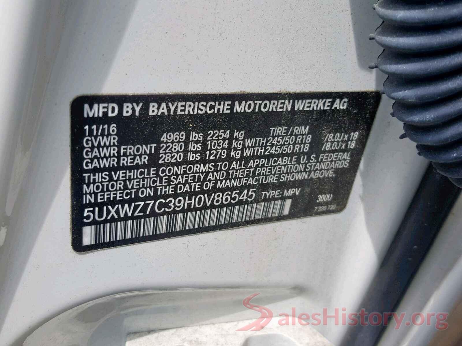 5UXWZ7C39H0V86545 2017 BMW X3