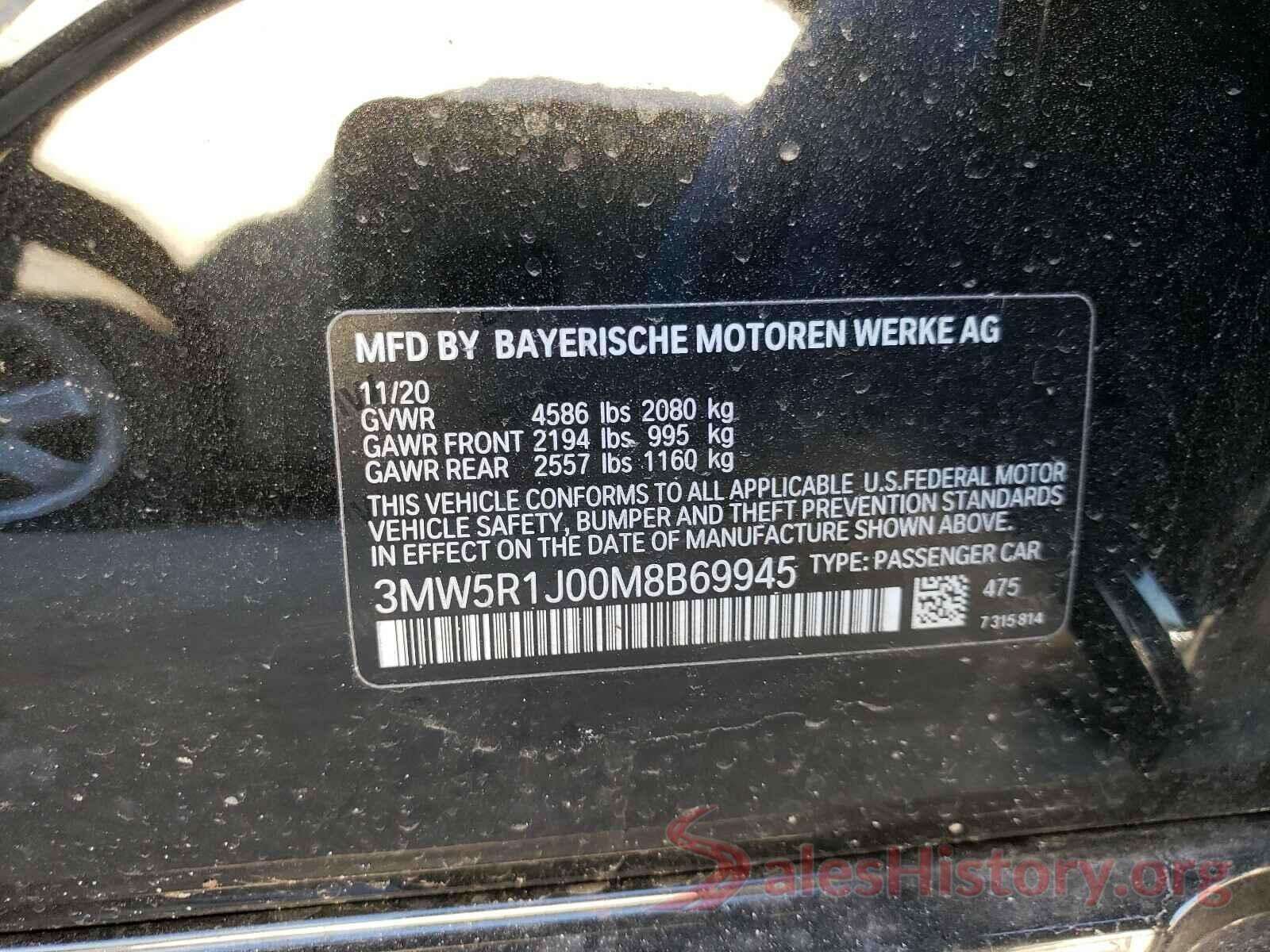 3MW5R1J00M8B69945 2021 BMW 3 SERIES