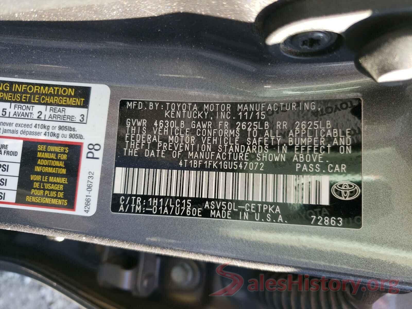 4T1BF1FK1GU547072 2016 TOYOTA CAMRY