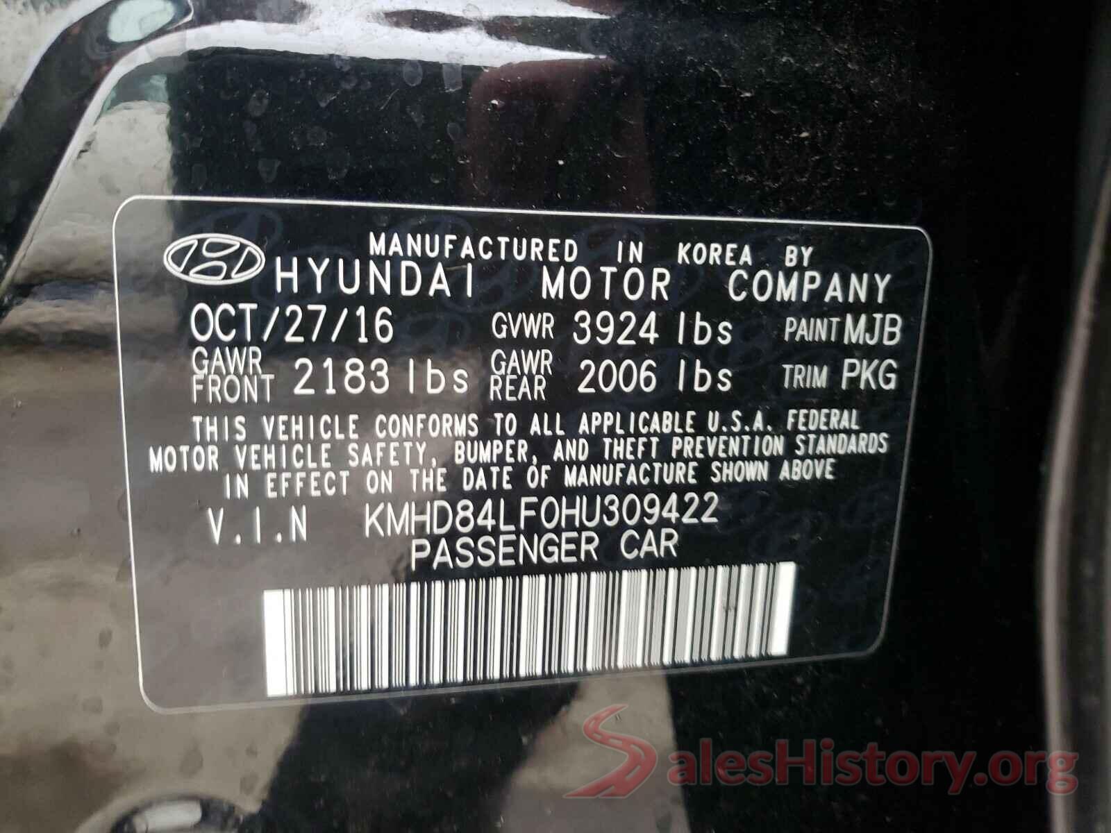 KMHD84LF0HU309422 2017 HYUNDAI ELANTRA