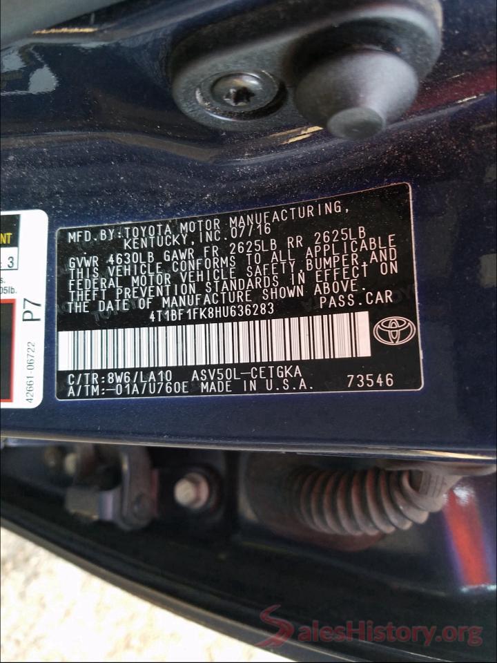 4T1BF1FK8HU636283 2017 TOYOTA CAMRY