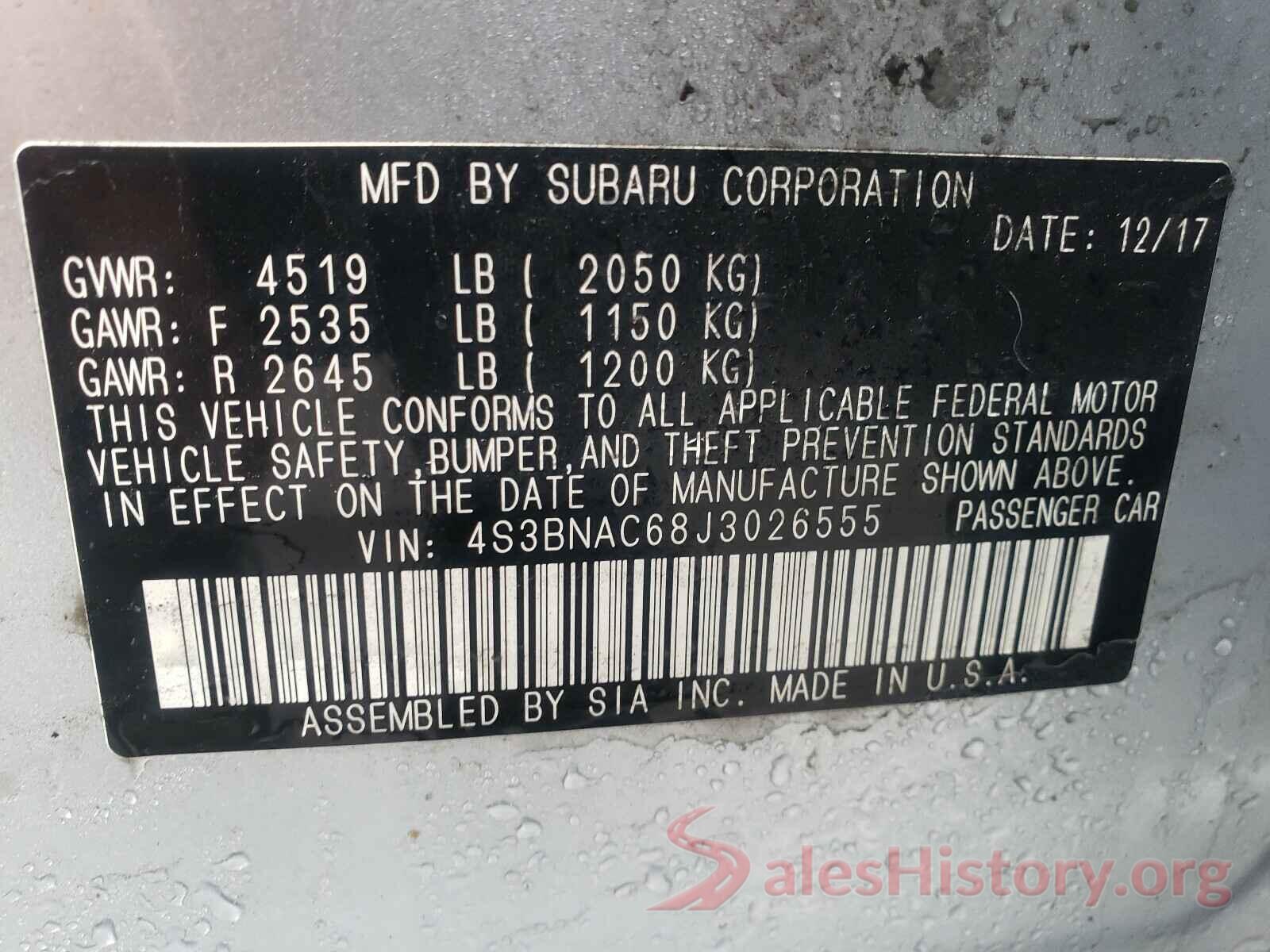 4S3BNAC68J3026555 2018 SUBARU LEGACY