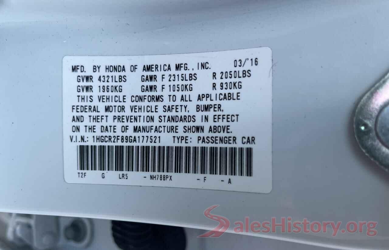 1HGCR2F89GA177521 2016 HONDA ACCORD