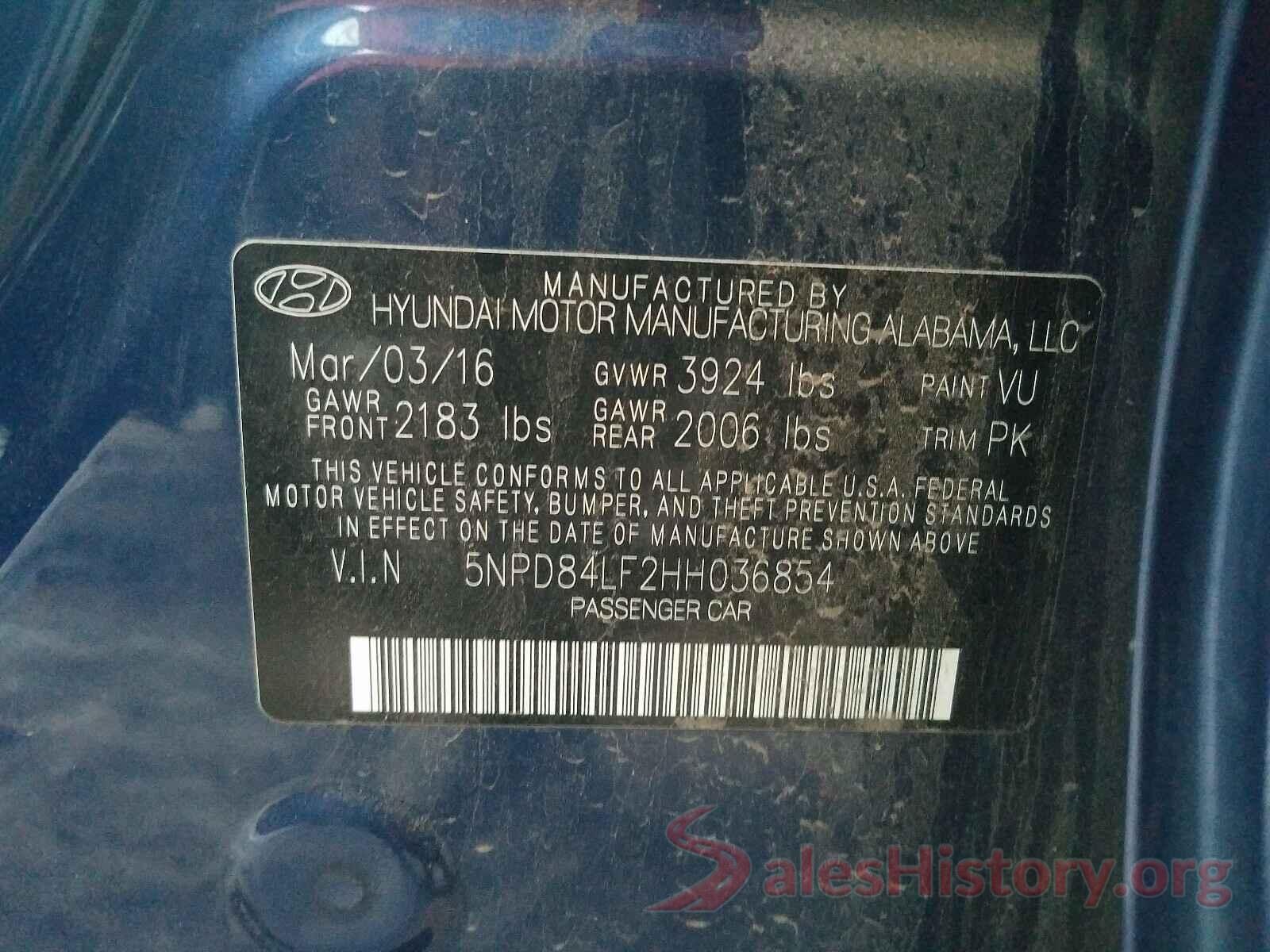 5NPD84LF2HH036854 2017 HYUNDAI ELANTRA