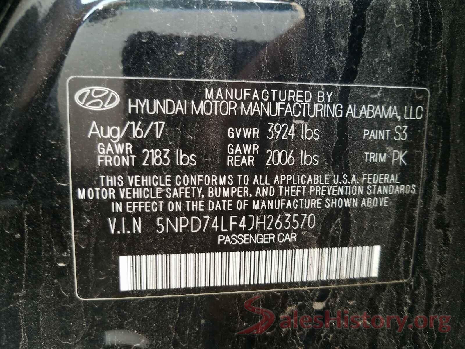 5NPD74LF4JH263570 2018 HYUNDAI ELANTRA