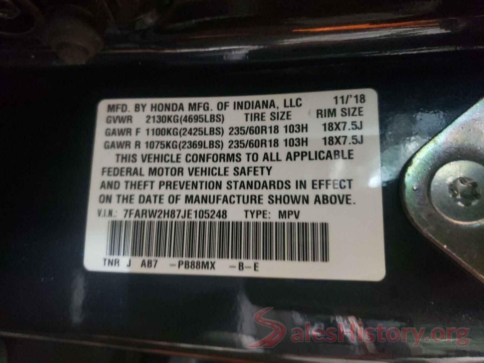 7FARW2H87JE105248 2018 HONDA CRV