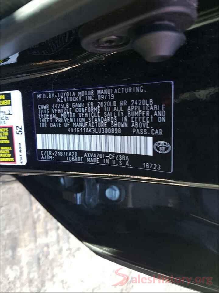 4T1G11AK3LU300898 2020 TOYOTA CAMRY