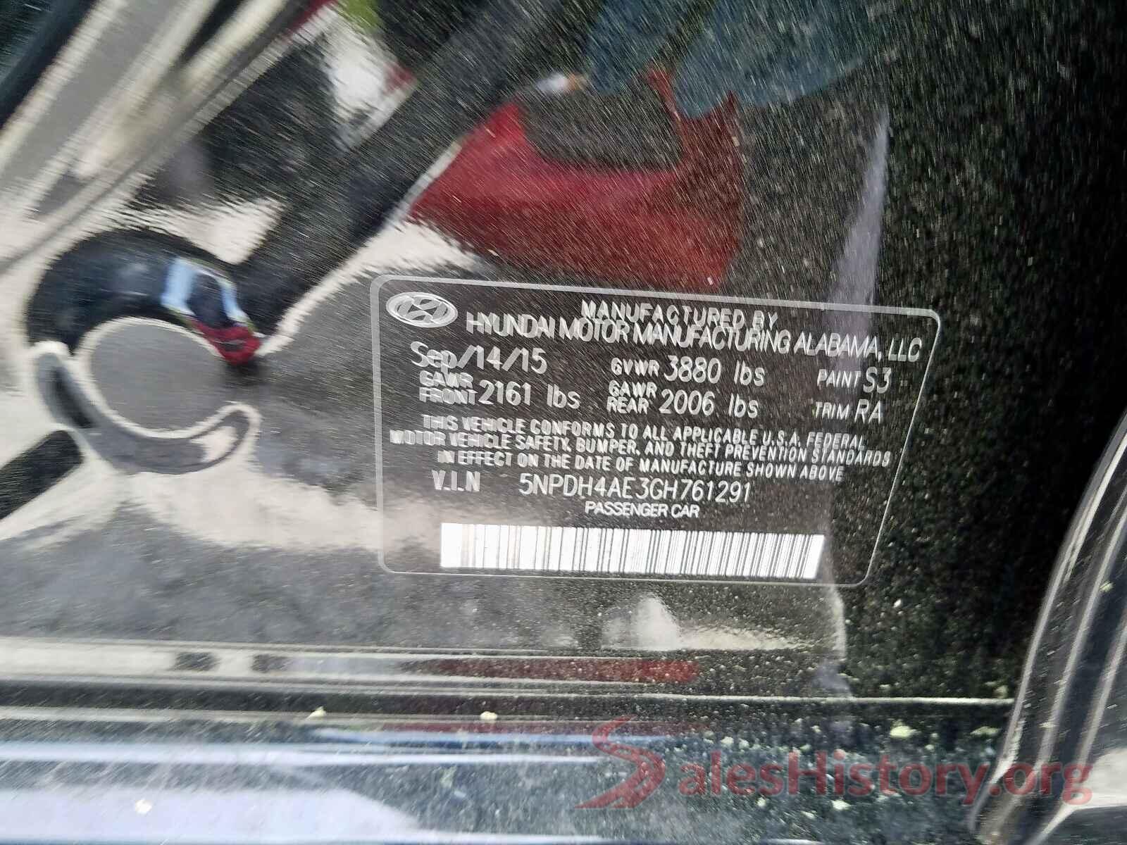 5NPDH4AE3GH761291 2016 HYUNDAI ELANTRA